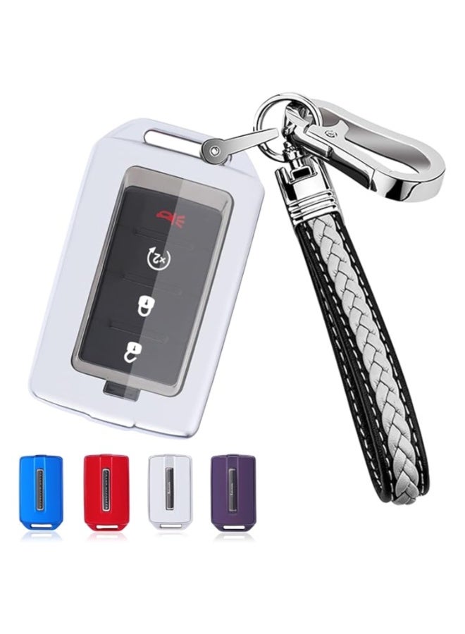 7Cylinder TPU Durable Key Fob Cover with Leather Key Chain Compatible with Jeep L Grand, Cherokee, Wagoneer (2021-2023). - Image 1