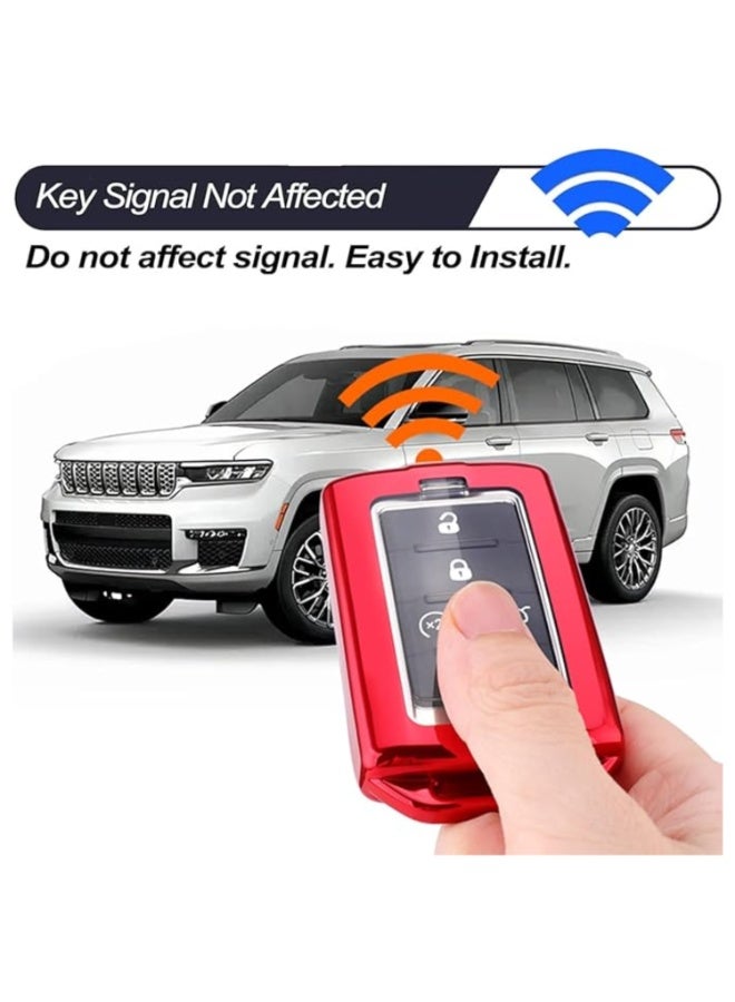 7Cylinder TPU Durable Key Fob Cover with Leather Key Chain Compatible with Jeep L Grand, Cherokee, Wagoneer (2021-2023). - Image 4