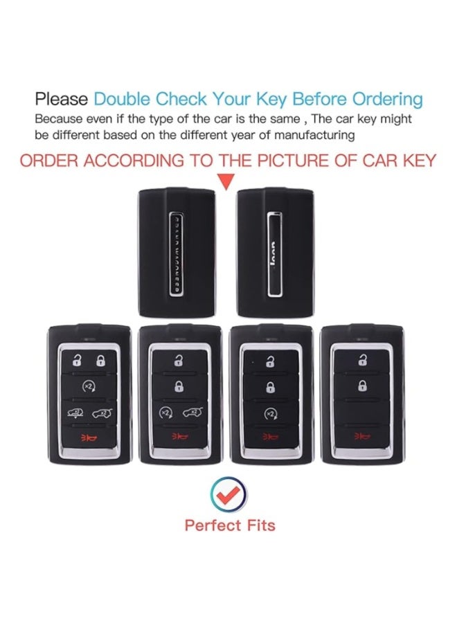 7Cylinder TPU Durable Key Fob Cover with Leather Key Chain Compatible with Jeep L Grand, Cherokee, Wagoneer (2021-2023). - Image 2