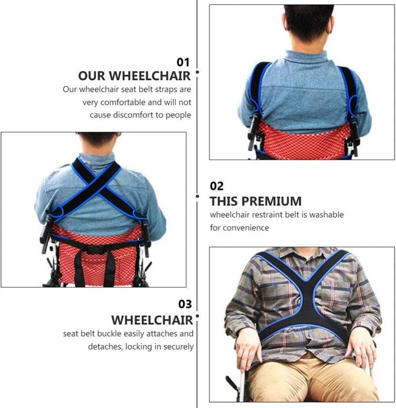comfrt Wheelchair Seat Belt Adjustable Breathable Safety Chest Cross Positioning Strap Anti-Slip Restraint Harness Systems for Patients Elderly Cares - Image 2