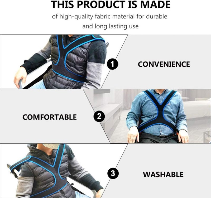 comfrt Wheelchair Seat Belt Adjustable Breathable Safety Chest Cross Positioning Strap Anti-Slip Restraint Harness Systems for Patients Elderly Cares - Image 3