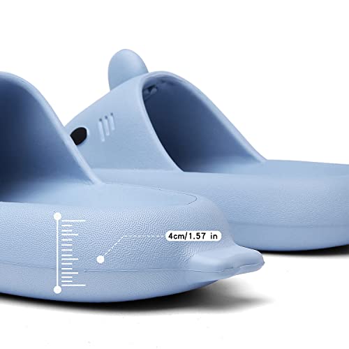 INMINPIN Men's and Women's Shark Slides Cloud Slippers Summer Novelty Open Toe Slide Sandals Anti-Slip Beach Pool Shower Shoes with Cushioned Thick Sole, Blue, 11-12 Women/9.5-10 Men - Image 3