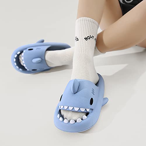 INMINPIN Men's and Women's Shark Slides Cloud Slippers Summer Novelty Open Toe Slide Sandals Anti-Slip Beach Pool Shower Shoes with Cushioned Thick Sole, Blue, 11-12 Women/9.5-10 Men - Image 5