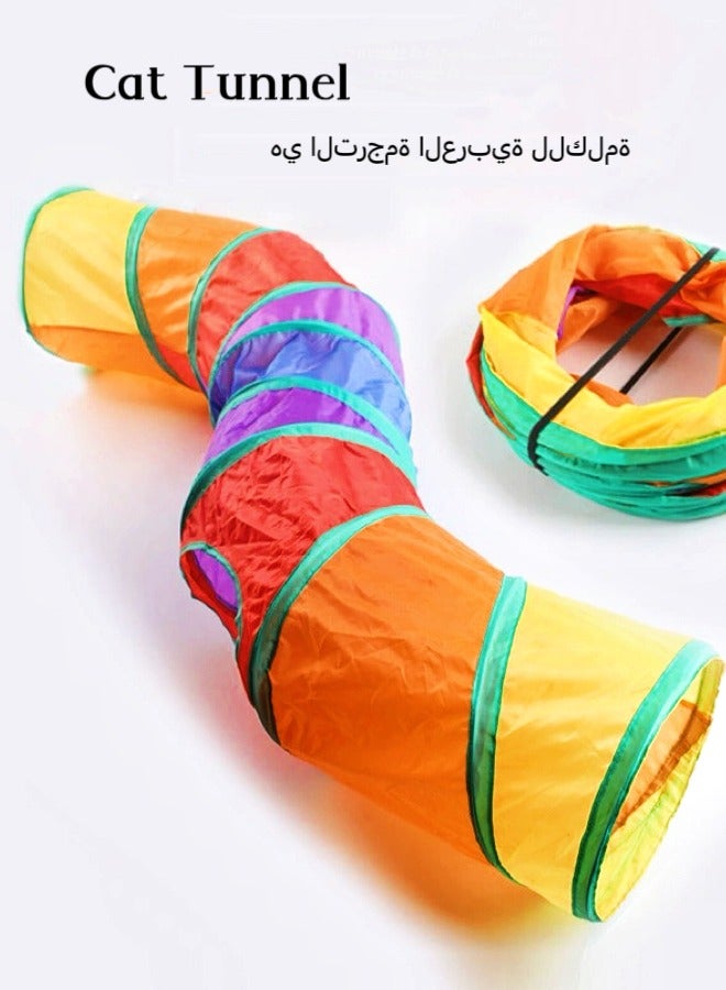 "مجموعة واحدة من تنابل القط التفاعلي، ألعاب أنبوب تفاعلية مع كرة للعب، تنابل S قابلة للطي للقط الداخلي، مثقف ألعاب القط." - Image 2
