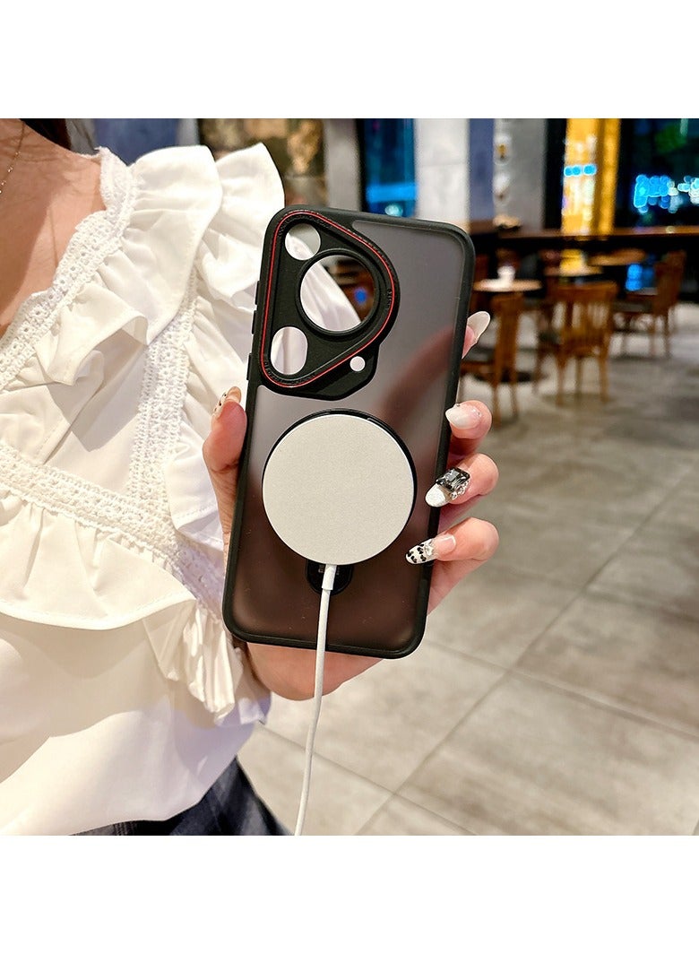 general Magnetic Case Compatible with Huawei Pura 80 Ultra 5G, 【Supports Wireless Charging】 Dirt and Drop Resistant Leather Case with 360° Rotating Stand - Image 5