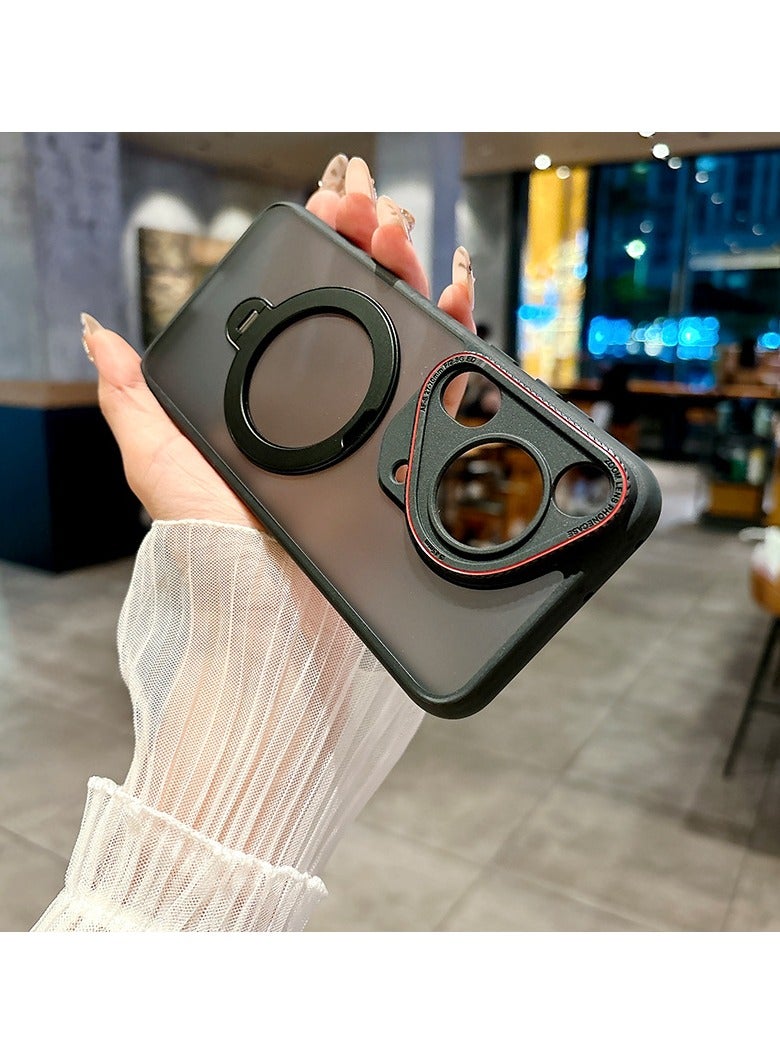 general Magnetic Case Compatible with Huawei Pura 80 Ultra 5G, 【Supports Wireless Charging】 Dirt and Drop Resistant Leather Case with 360° Rotating Stand - Image 3