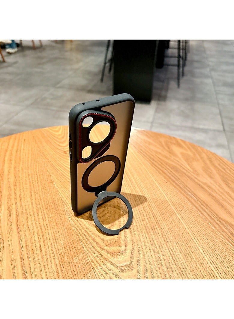 general Magnetic Case Compatible with Huawei Pura 80 Ultra 5G, 【Supports Wireless Charging】 Dirt and Drop Resistant Leather Case with 360° Rotating Stand - Image 2