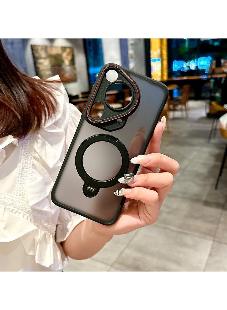 general Magnetic Case Compatible with Huawei Pura 80 Ultra 5G, 【Supports Wireless Charging】 Dirt and Drop Resistant Leather Case with 360° Rotating Stand - Image 1