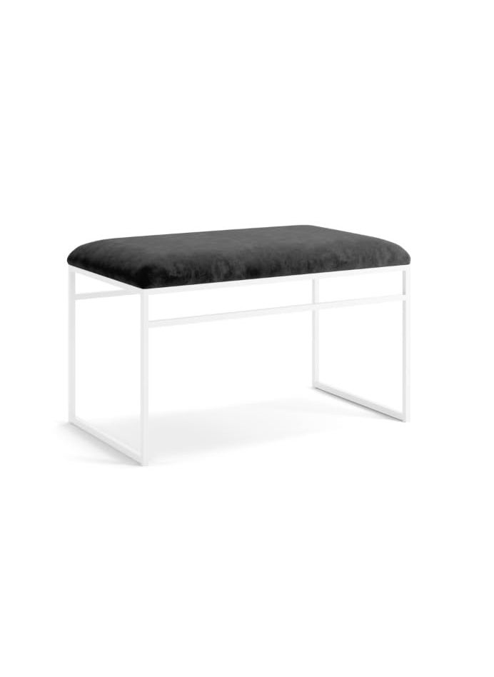 INDIDECOR INDIDECOR 64205 Hallway Bench Entryway Bench for Home and Office Black Velvet Cushion White Metal Frame Suitable for Living RoomBedroomOffice 100 cm x 46 cm x 39 cm  - Image 1