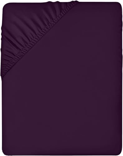 Utopia Bedding Fitted Sheet Super King Purple  Deep Pocket 14 inch 35 cm  Easy Care  Soft Brushed Microfibre Fabric  Shrinkage and Fade Resistant  Bottom Sheet