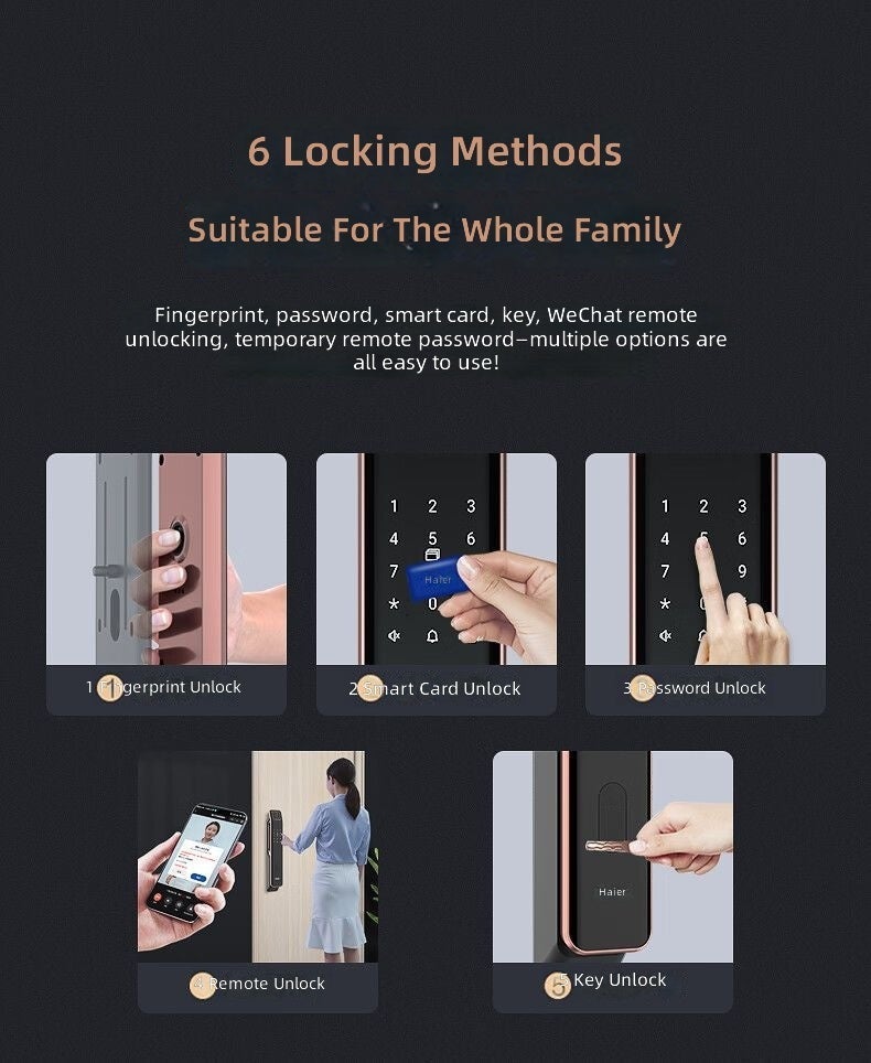 Haier V20 2026 New Upgrade Smart Fingerprint Lock - Full Automatic with Video Doorbell and Password Entry - Image 3