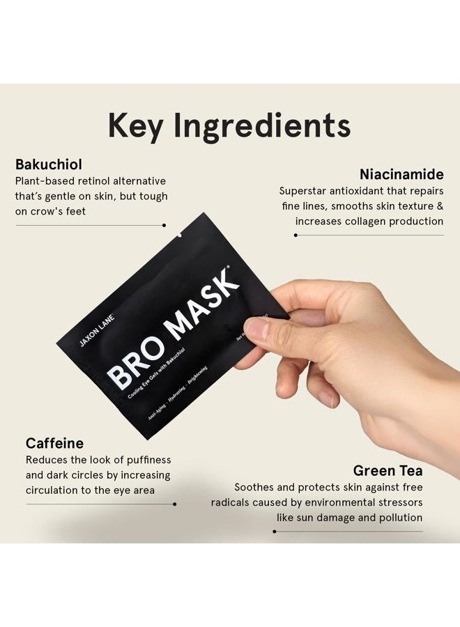 JAXON LANE BRO MASK Under Eye Gel Pads: Cooling Eye Patches for Dark Circles and Puffiness | Anti Aging Hydrogel Eye Patch Set w/ Bakuchiol, Green Tea, Hyaluronic Acid, Caffeine, Niacinamide/Vitamin B3 -6 Pairs - Image 3