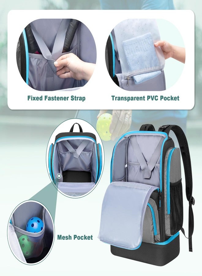 GOBUROS Pickleball Bags for Men Women, Pickleball Backpack for 4 Paddles with Shoe Compartment, Large Capacity Pickle Ball Equipment Bag, Grey - Image 3