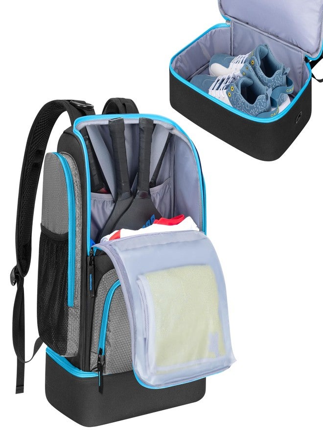 GOBUROS Pickleball Bags for Men Women, Pickleball Backpack for 4 Paddles with Shoe Compartment, Large Capacity Pickle Ball Equipment Bag, Grey - Image 1