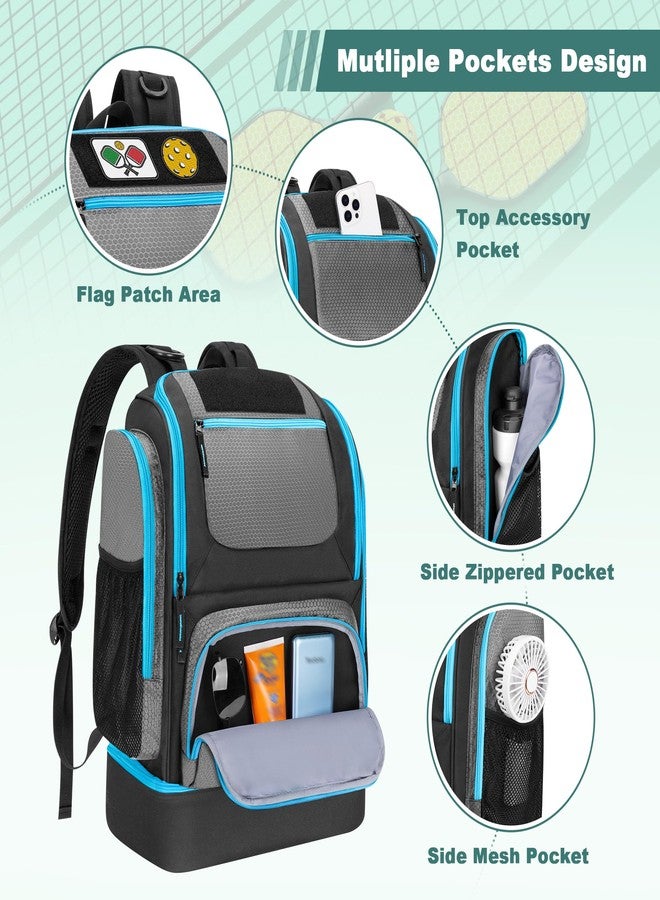 GOBUROS Pickleball Bags for Men Women, Pickleball Backpack for 4 Paddles with Shoe Compartment, Large Capacity Pickle Ball Equipment Bag, Grey - Image 2
