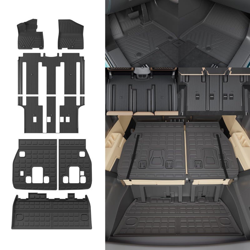 Thinzyou Floor Mats Compatible with 20222025 2026 Kia Carnival 8 Seater MPV No HybridPrestige Trunk Liner Cargo Liner Cargo Mat 2024 Carnival Accessories Floor MatsTrunk MatBackrest Mats - Image 3