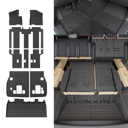 Thinzyou Floor Mats Compatible with 20222025 2026 Kia Carnival 8 Seater MPV No HybridPrestige Trunk Liner Cargo Liner Cargo Mat 2024 Carnival Accessories Floor MatsTrunk MatBackrest Mats - Image 1