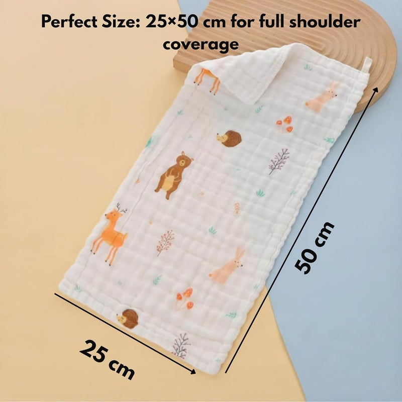 OBaby طقم مناشف تجشؤ من القطن الموسلين الفائق النعومة 6 طبقات 25 سم × 50 سم (عبوة من 10) | عالية الامتصاص وسريعة الجفاف لعمليات تسرب حديثي الولادة | أكثر من 20 طباعة مختلطة لطيفة | لطيفة على بشرة الطفل الحساسة - Image 2