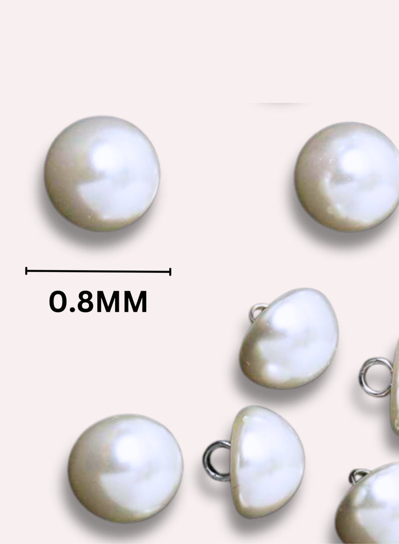 50x Premium Half Ball Pearl ons with Metal Shank - Bridal, Dressmaking, Abaya, DIY, 0.8MM (White)  - Image 2