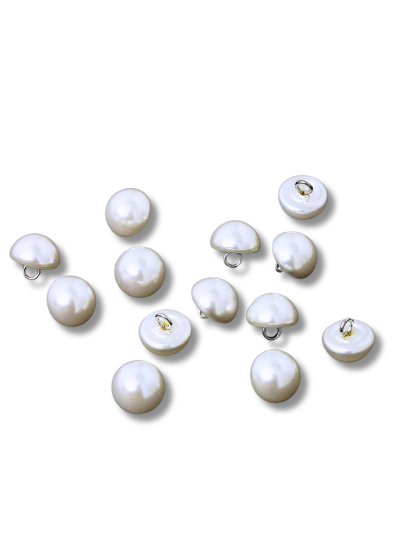 50x Premium Half Ball Pearl ons with Metal Shank - Bridal, Dressmaking, Abaya, DIY, 0.8MM (White)  - Image 1