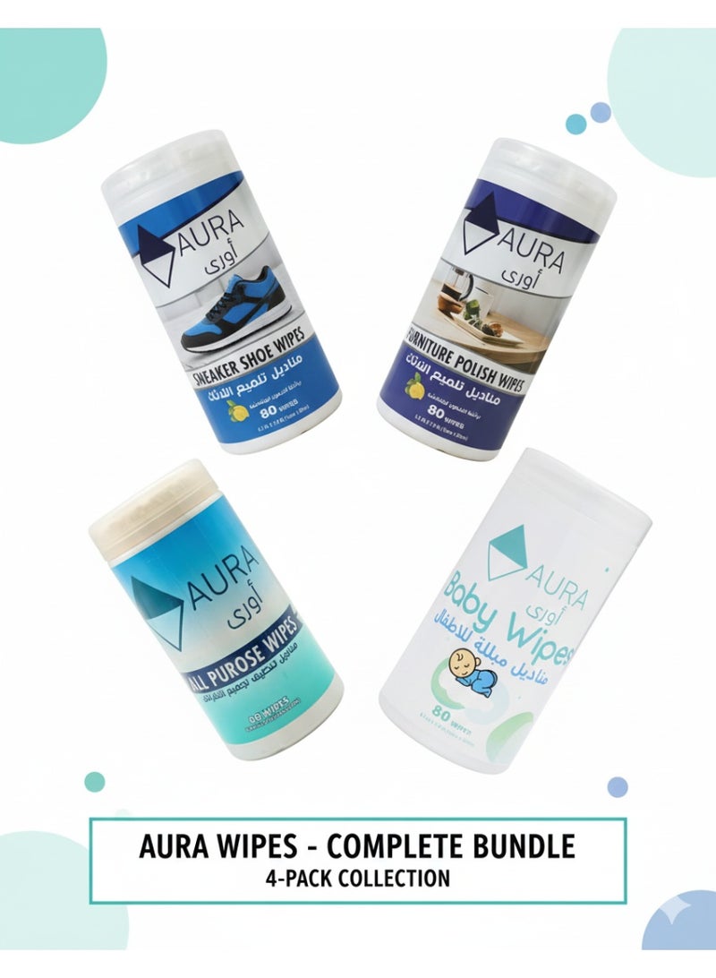 AURA A pack of wet wipes for cleaning shoes,, furniture, baby wipes, and polishing everything. - Image 1