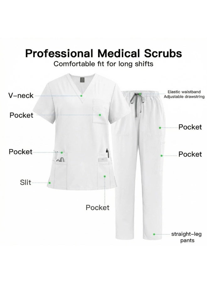 NIBEMINENT Women's Medical Scrubs Uniform Set 2-Piece, Unisex Fit Soft Scrubs Top & Pants - Image 3