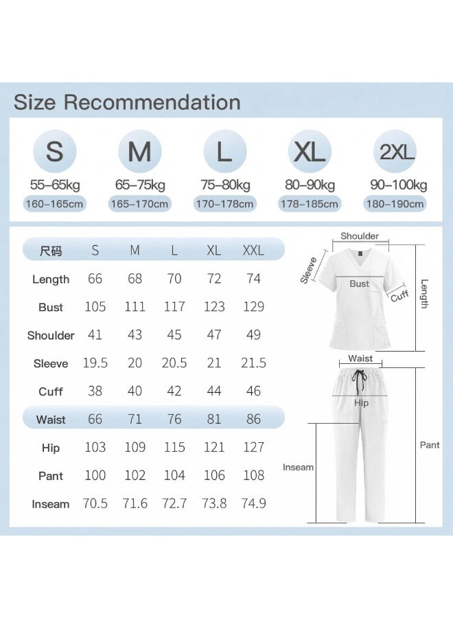 NIBEMINENT Women's Medical Scrubs Uniform Set 2-Piece, Unisex Fit Soft Scrubs Top & Pants - Image 2