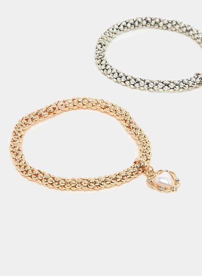 ستايلي طقم 3 أساور بقلب متدلي - Image 2