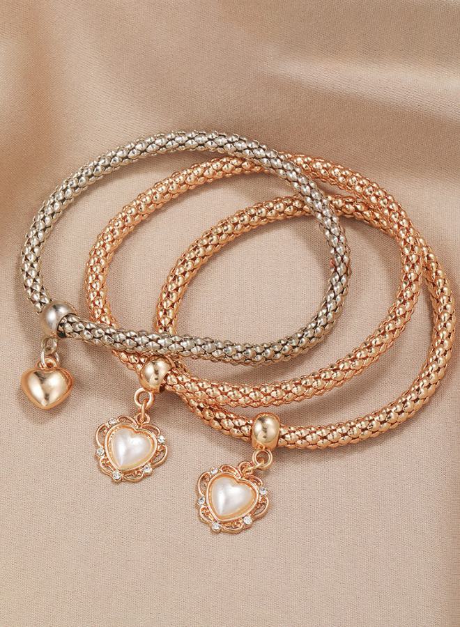 ستايلي طقم 3 أساور بقلب متدلي - Image 4