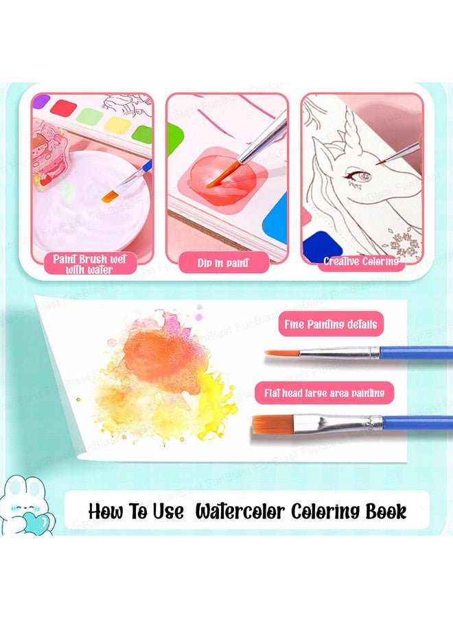 فنبلاست كتاب فن بلاست ماجيك ووتر للأطفال، 20 ورقة رسم يونيكورن للأطفال، كتاب تلوين مائي، 2 في 1 رسم ورسم مع فرشاة رسم، علامة مرجعية اصنعها بنفسك للأطفال (يونيكورن) - Image 3