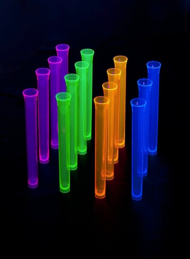 Party Essentials N1515 Brights Hard Plastic Tube Shot, 1.5 oz. Capacity, Assorted Neons Pink/Blue/Green/Orange (12 Packs of 15) - Image 4