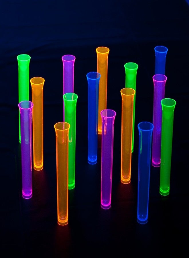 Party Essentials N1515 Brights Hard Plastic Tube Shot, 1.5 oz. Capacity, Assorted Neons Pink/Blue/Green/Orange (12 Packs of 15) - Image 3
