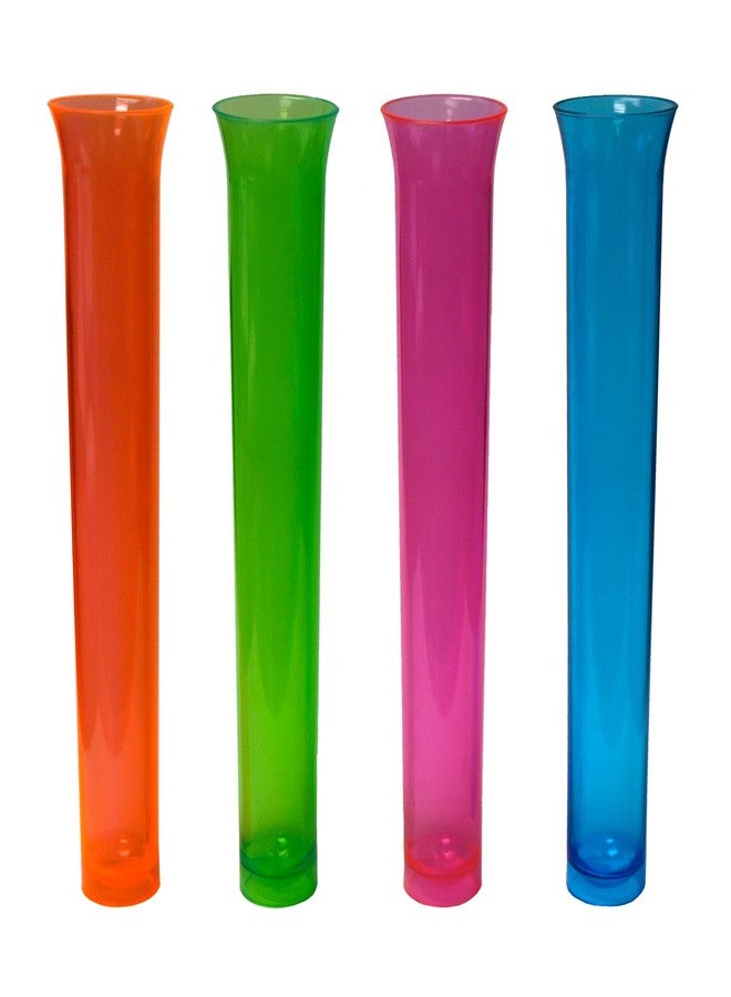 Party Essentials N1515 Brights Hard Plastic Tube Shot, 1.5 oz. Capacity, Assorted Neons Pink/Blue/Green/Orange (12 Packs of 15) - Image 2
