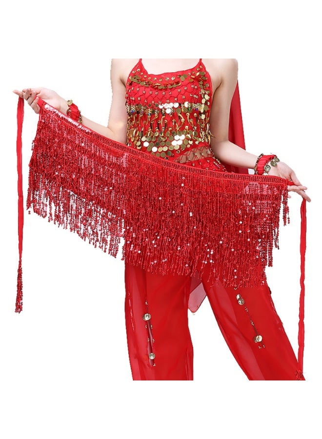 Women Sequin Skirt Sparkle Skirt Belly Dance Hip Scarf Tassel Skirts Party Costume - Image 1