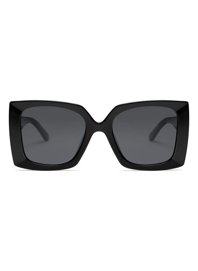 Sojos Retro Square Polarized Womens Sunglasses Trendy Oversized Large Women'S Uv Protection Big Shades Sj2224 Black Grey Lens  - Image 1