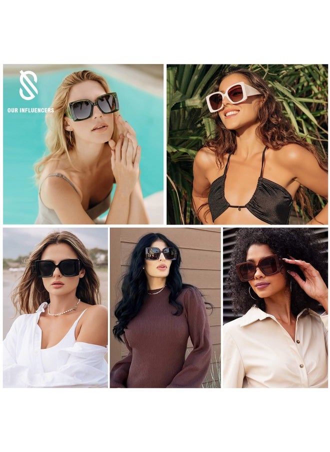 Sojos Retro Square Polarized Womens Sunglasses Trendy Oversized Large Women'S Uv Protection Big Shades Sj2224 Black Grey Lens  - Image 2