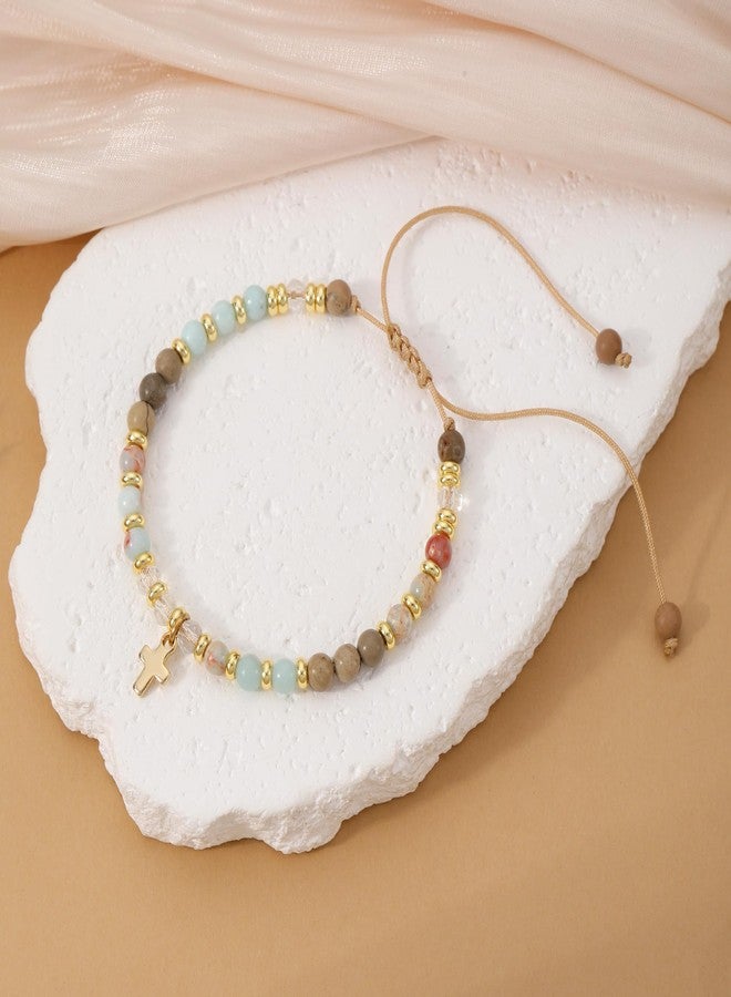 Sistble Easter Gifts Christian Bracelets for Women, Cross Charm Bracelet Friendship Gifts for Women Colorful Beaded Bracelets Catholic Baptism Gifts for Girl Communion Jesus Faith Blessing Gift - Image 4