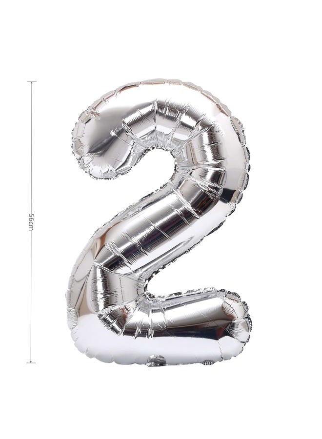 YPSelected 32 Inch Large Foil Helium Number Balloon Birthday Wedding Party 0-9 (Silver, 2) - Image 3