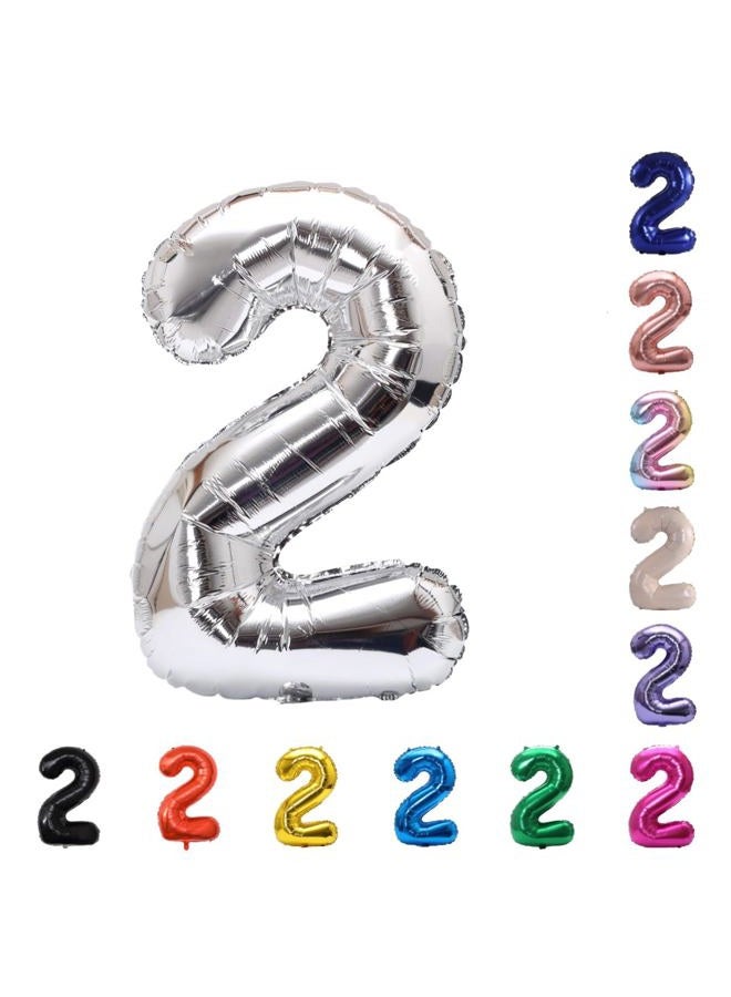 YPSelected 32 Inch Large Foil Helium Number Balloon Birthday Wedding Party 0-9 (Silver, 2) - Image 1