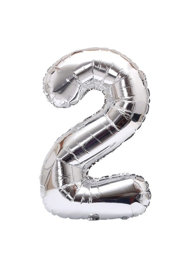 YPSelected 32 Inch Large Foil Helium Number Balloon Birthday Wedding Party 0-9 (Silver, 2) - Image 2