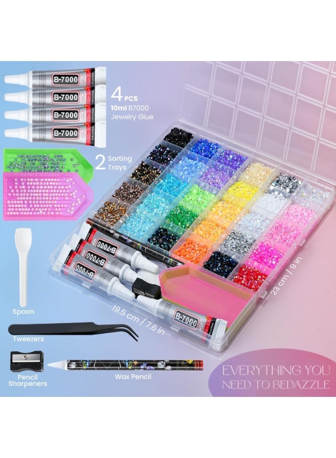 ATRJSZ 40000 Pcs Resin Jelly Rhinestones Kit, 30 Colors 3mm Flatback Rhinestones with 4 Pcs B7000 Jewelry Glue & Tools, All-in-One Bedazzling Kit for DIY Arts & Crafts Gifts - Image 2
