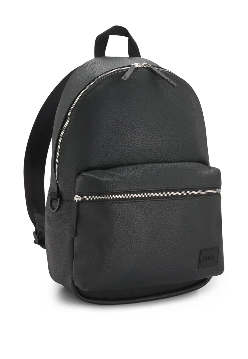 HUGO Zipped backpack with rubber logo patch