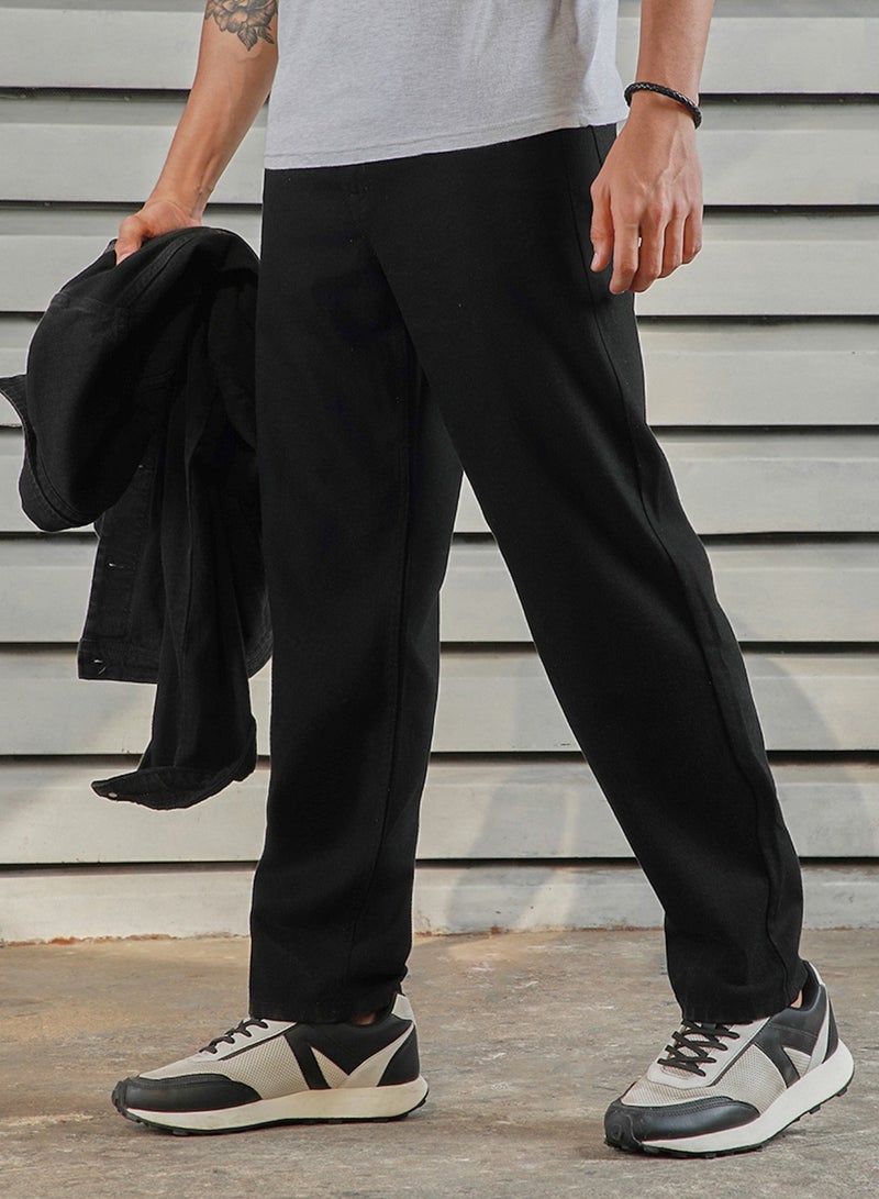 HIGH STAR Men's Black Straight Fit Clean Look Cotton Jeans  - Image 2