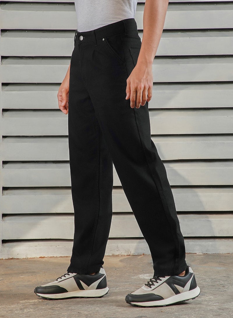 HIGH STAR Men's Black Straight Fit Clean Look Cotton Jeans  - Image 3
