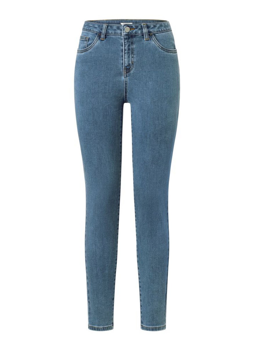 Tchibo Women Skinny Fit High Waist Solid Stretchable Denim Jeans, Blue  - Image 2