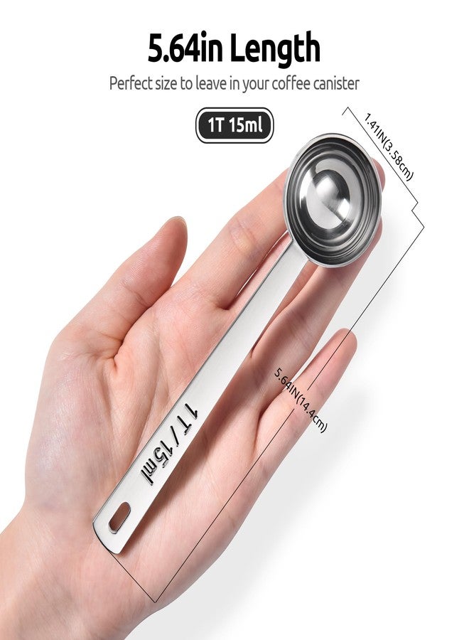 U-Taste Coffee Scoop 1 Tablespoon: 18/8 Stainless Steel Measuring Scooper for Ground Coffee, Bean, Powder, Espresso, 4.3in Long Handle Metal Measure Spoon for Canister, Jar (1Tbsp/15ml) - Image 2