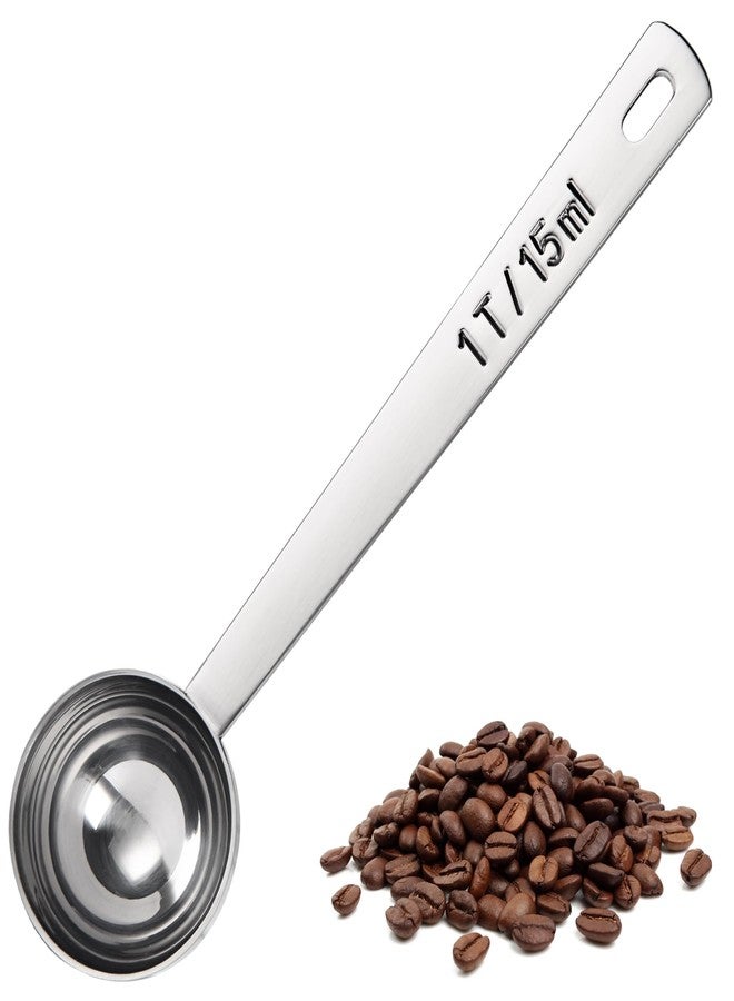 U-Taste Coffee Scoop 1 Tablespoon: 18/8 Stainless Steel Measuring Scooper for Ground Coffee, Bean, Powder, Espresso, 4.3in Long Handle Metal Measure Spoon for Canister, Jar (1Tbsp/15ml) - Image 1