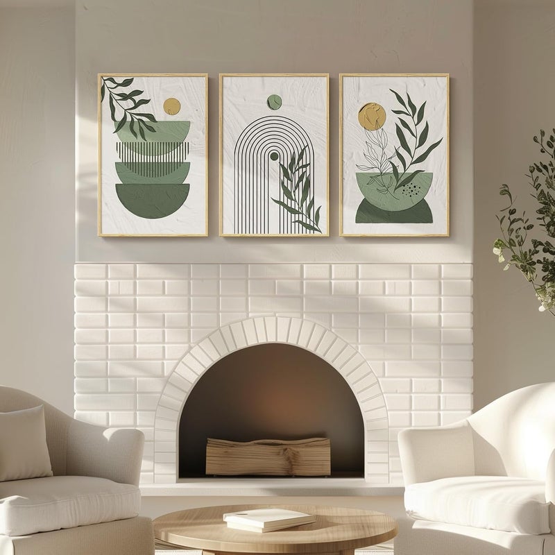 Cuspin Framed Sage Green Boho Canvas Wall Art Set - Image 4