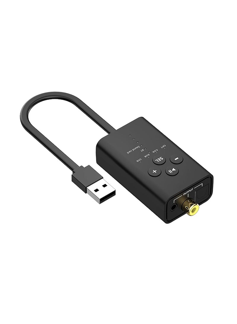 Digital Audio Converter, Bluetooth 5.2 Transmitter for TV, APT X Low Latency Multiple Interfaces Wireless Audio Adapter, for Two Headphones (AUX/RCA/Optical/Coaxial Audio Inputs), Plug and Play - Image 1