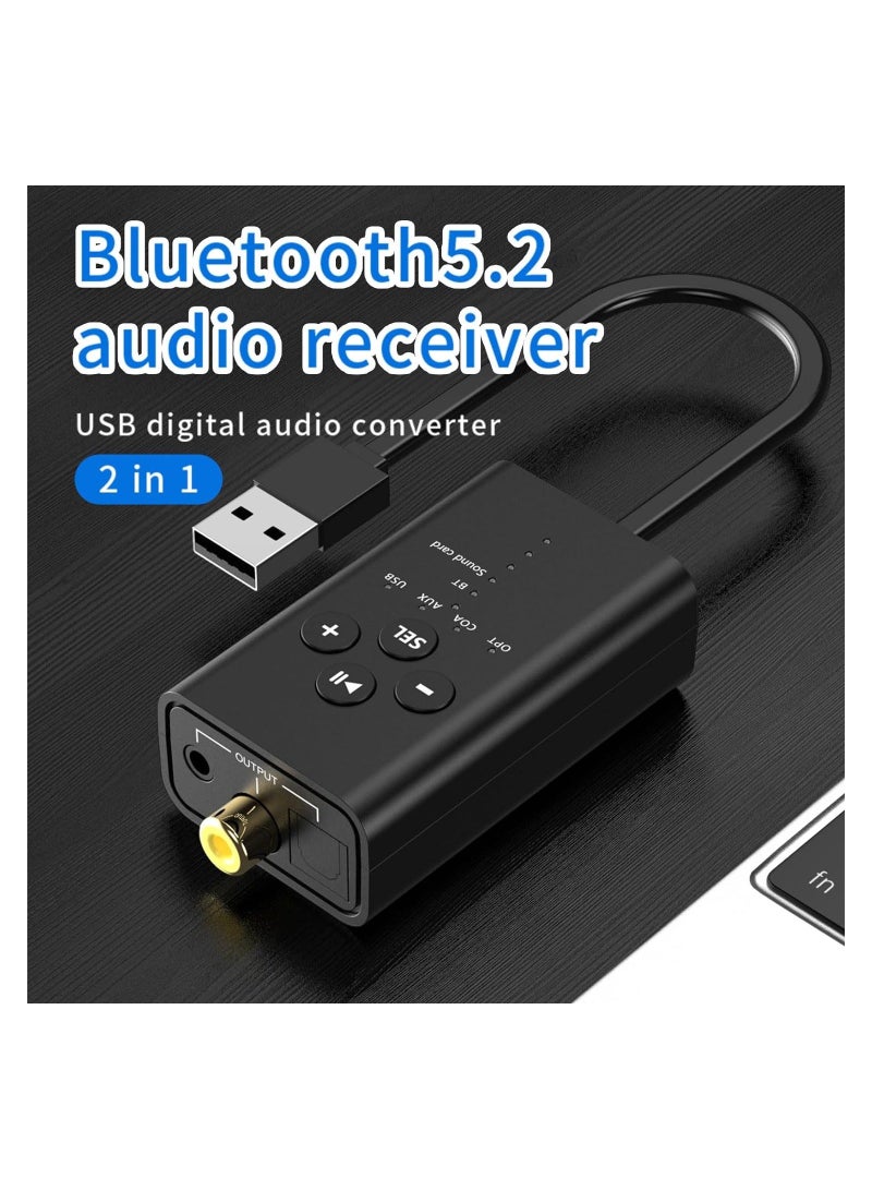 Digital Audio Converter, Bluetooth 5.2 Transmitter for TV, APT X Low Latency Multiple Interfaces Wireless Audio Adapter, for Two Headphones (AUX/RCA/Optical/Coaxial Audio Inputs), Plug and Play - Image 4